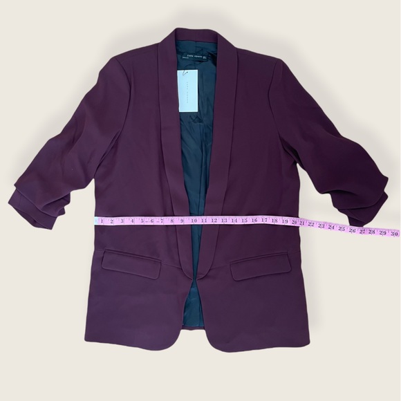 NWT Zara Burgundy Wine Crepe Oversized Boyfriend Blazer - Picture 7 of 12